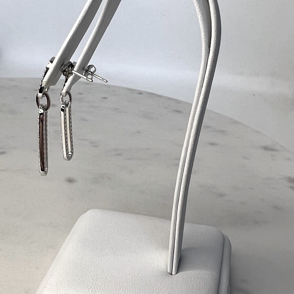 .925 Sterling Silver Rhodium Plated Dangling CZ Paperclip Earrings - Picture 11 of 17